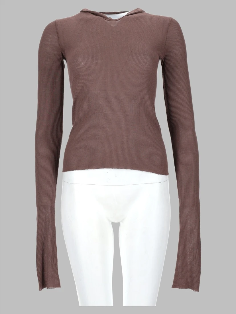 T-SHIRT "CROPPED HOODED RIB LS T"