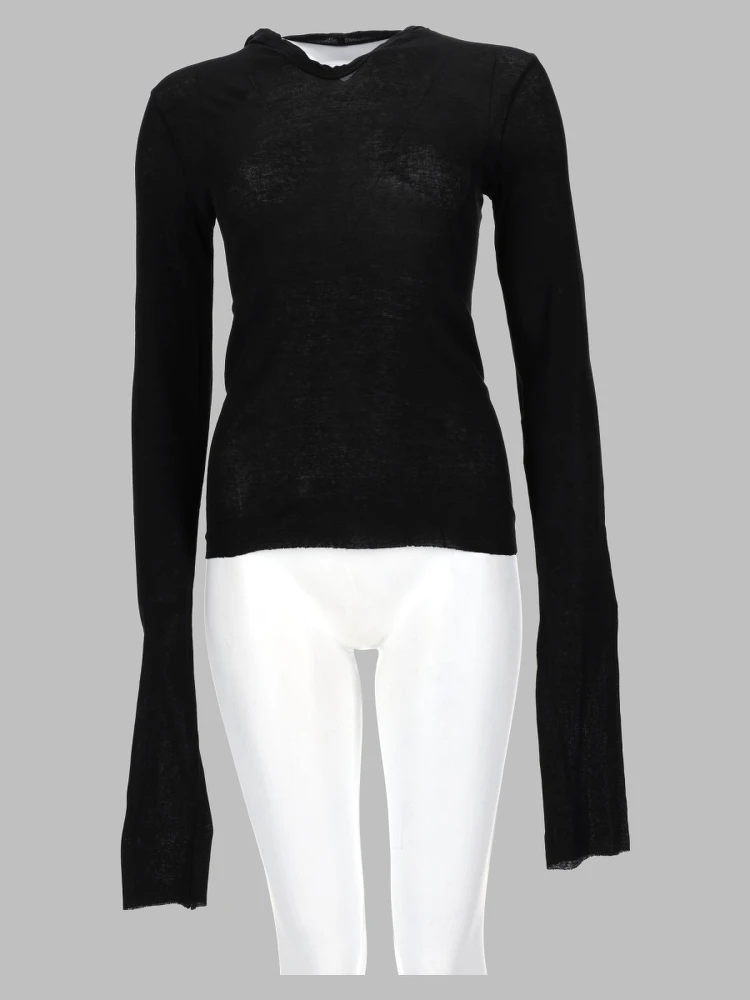 T-SHIRT "CROPPED HOODED RIB LS T"