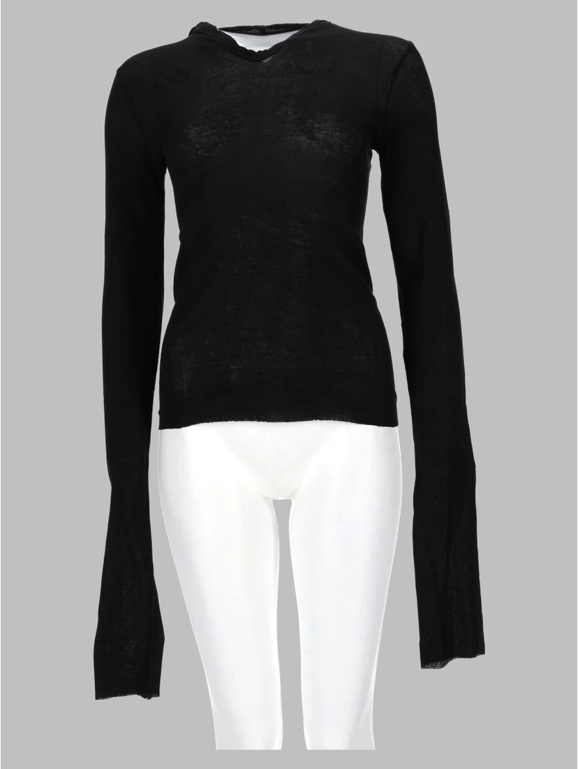 T-SHIRT "CROPPED HOODED RIB LS T"