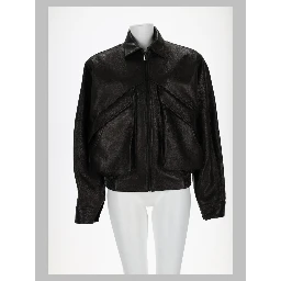 Giacca in Pelle Vintage Con Colletto Classico
