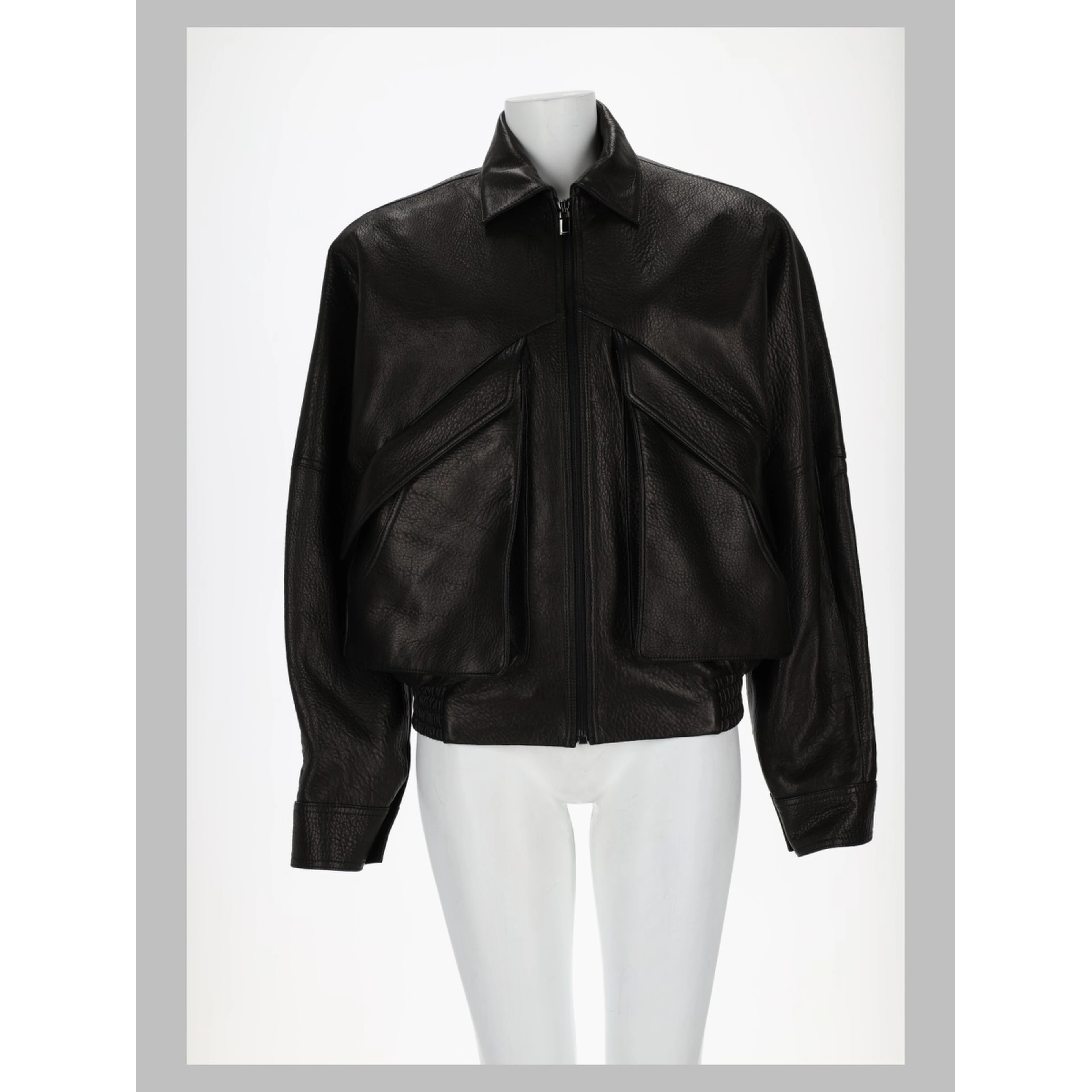 Giacca in Pelle Vintage Con Colletto Classico