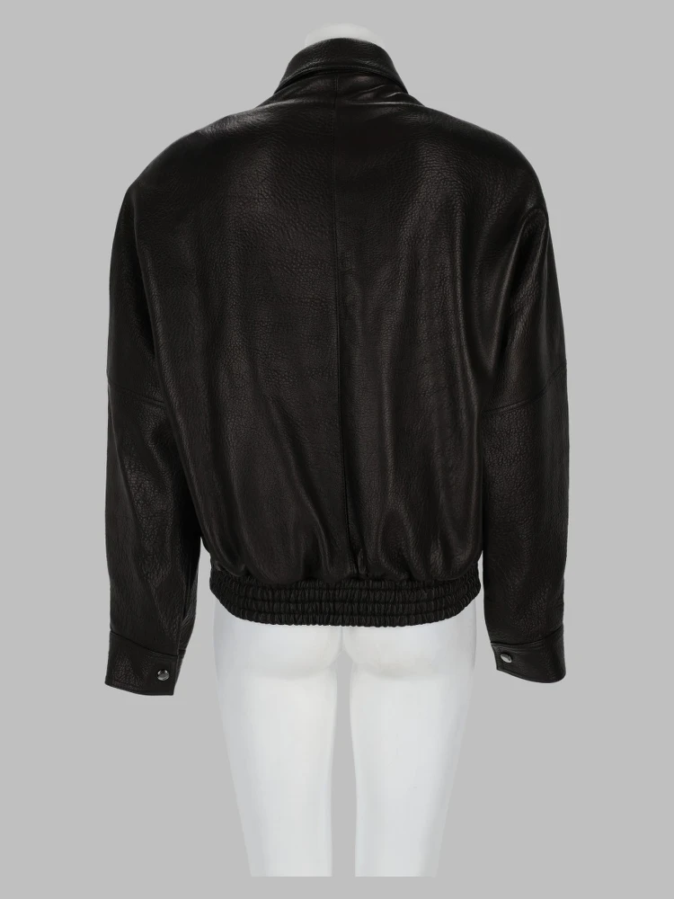 Giacca in Pelle Vintage Con Colletto Classico alternative