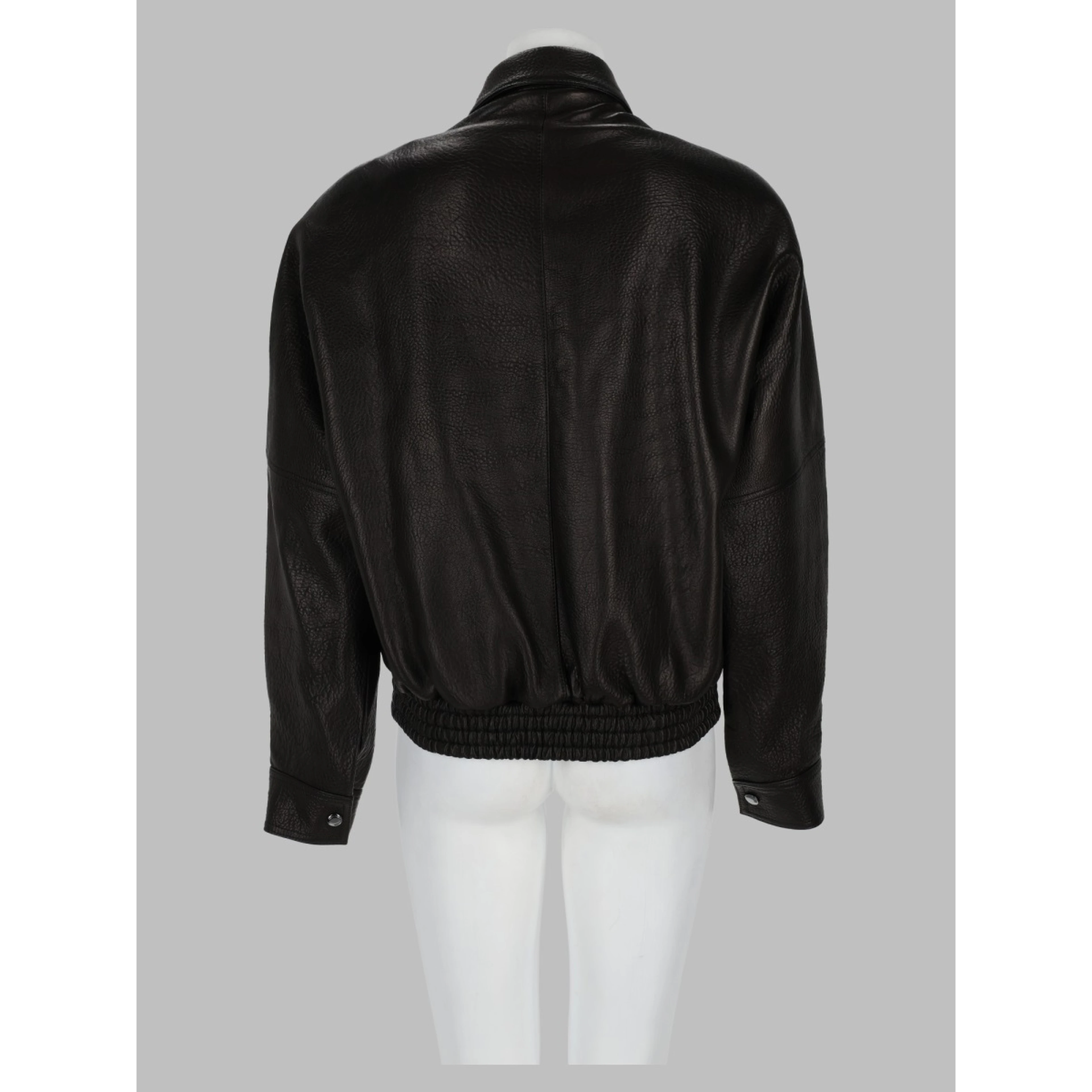 Giacca in Pelle Vintage Con Colletto Classico