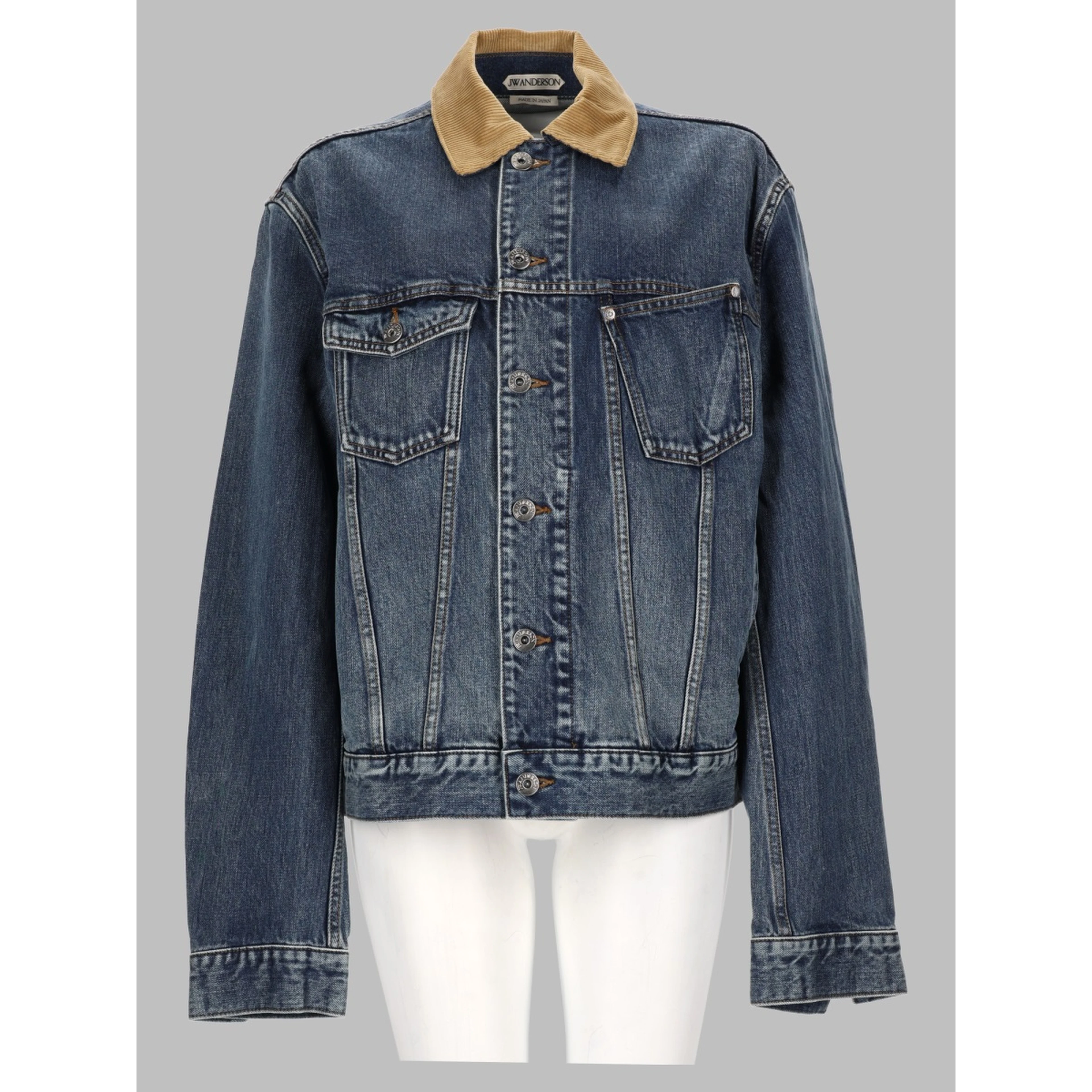 giacca in denim con colletto in velluto