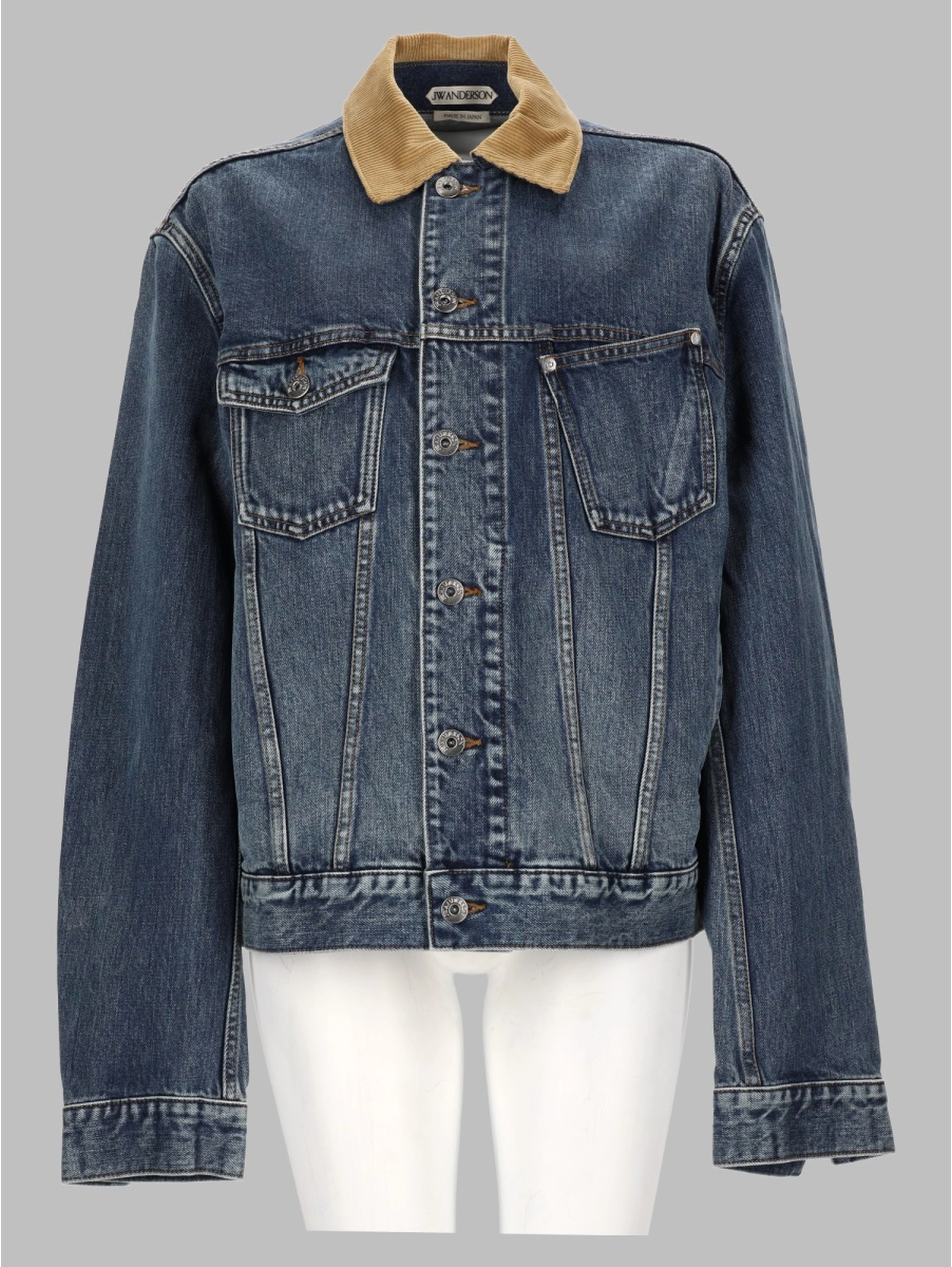 giacca in denim con colletto in velluto