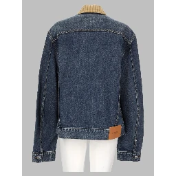 giacca in denim con colletto in velluto
