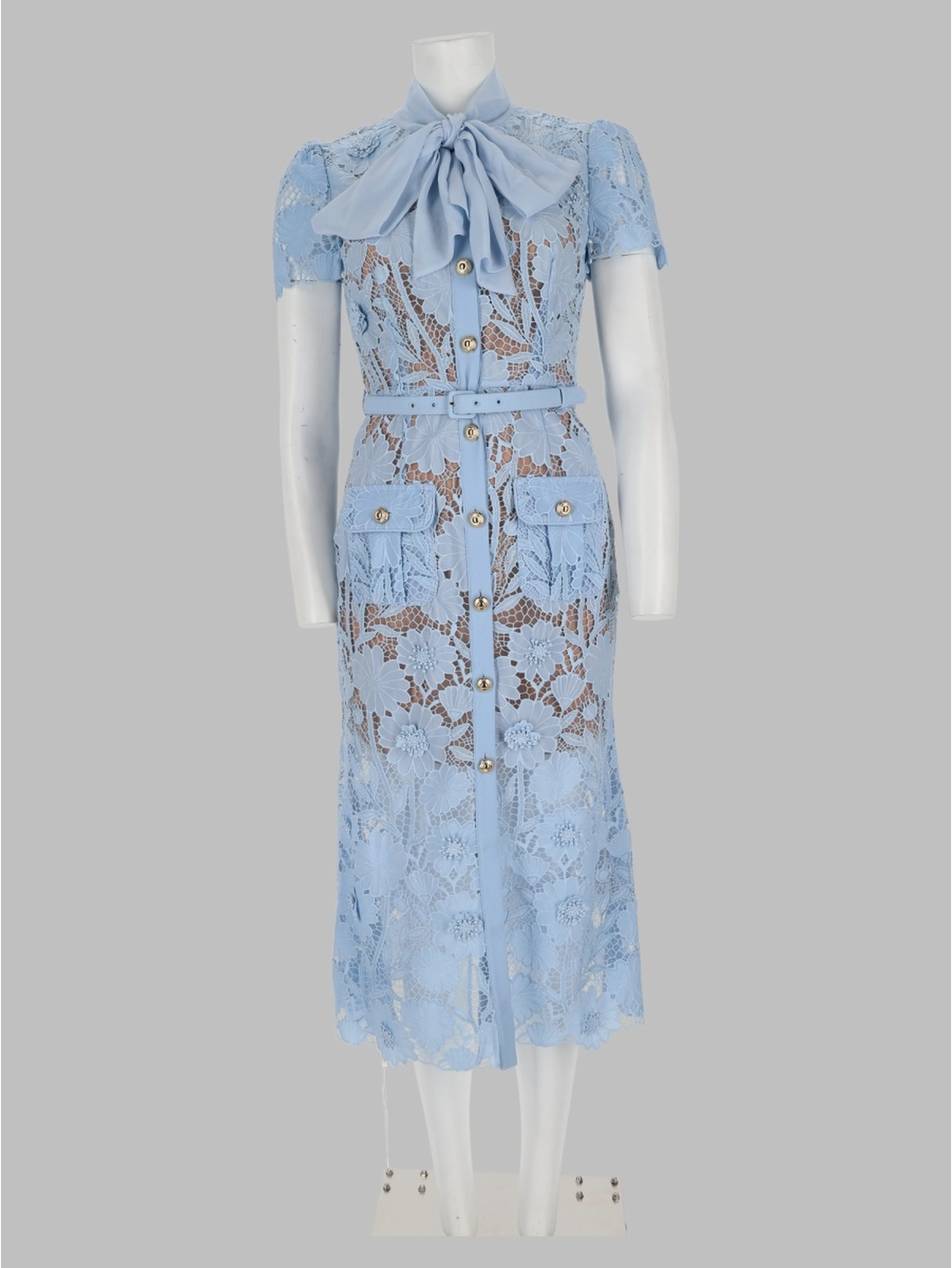 Abito Midi in Pizzo con Fiocco