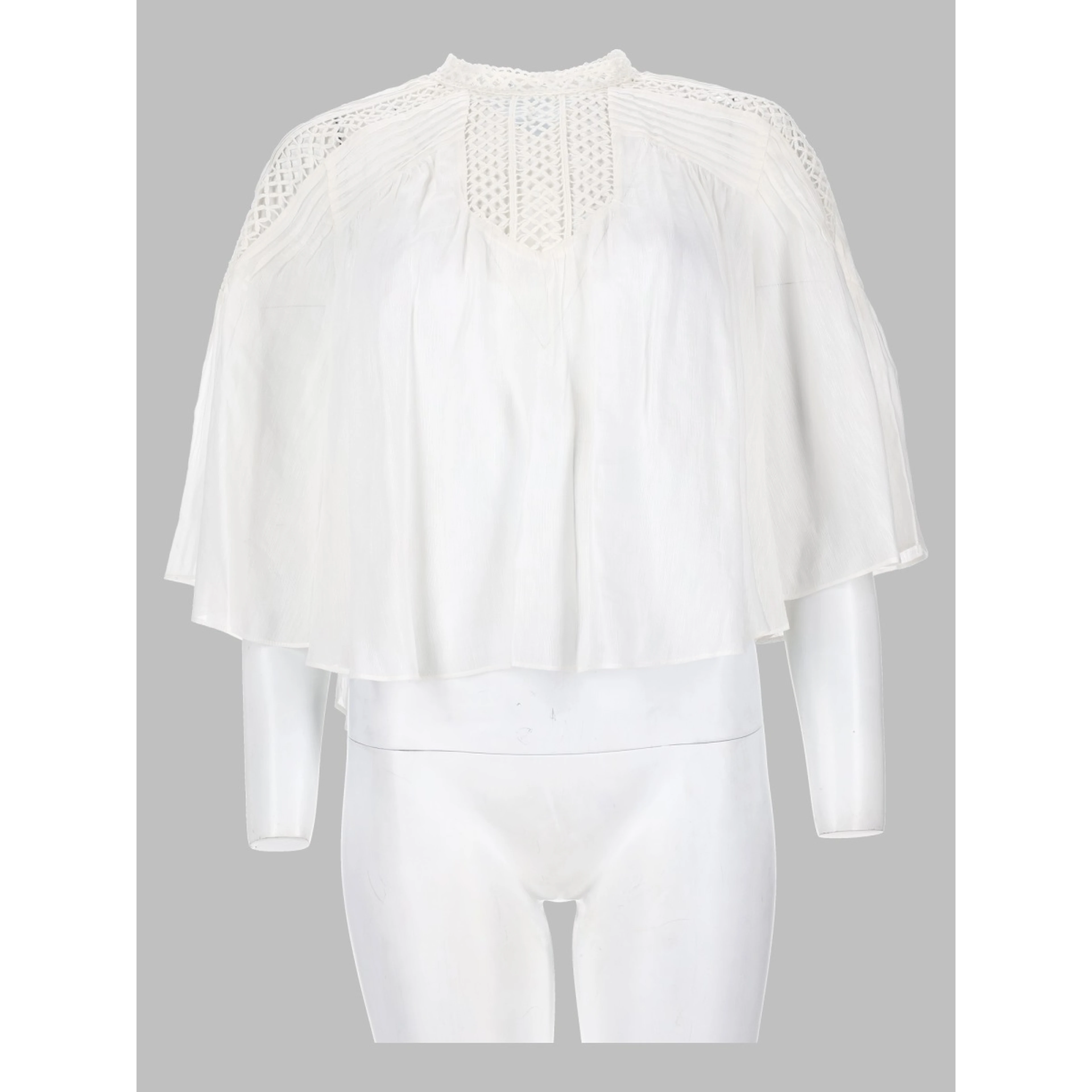 blusa "parina" plissettata in misto lino ricamato