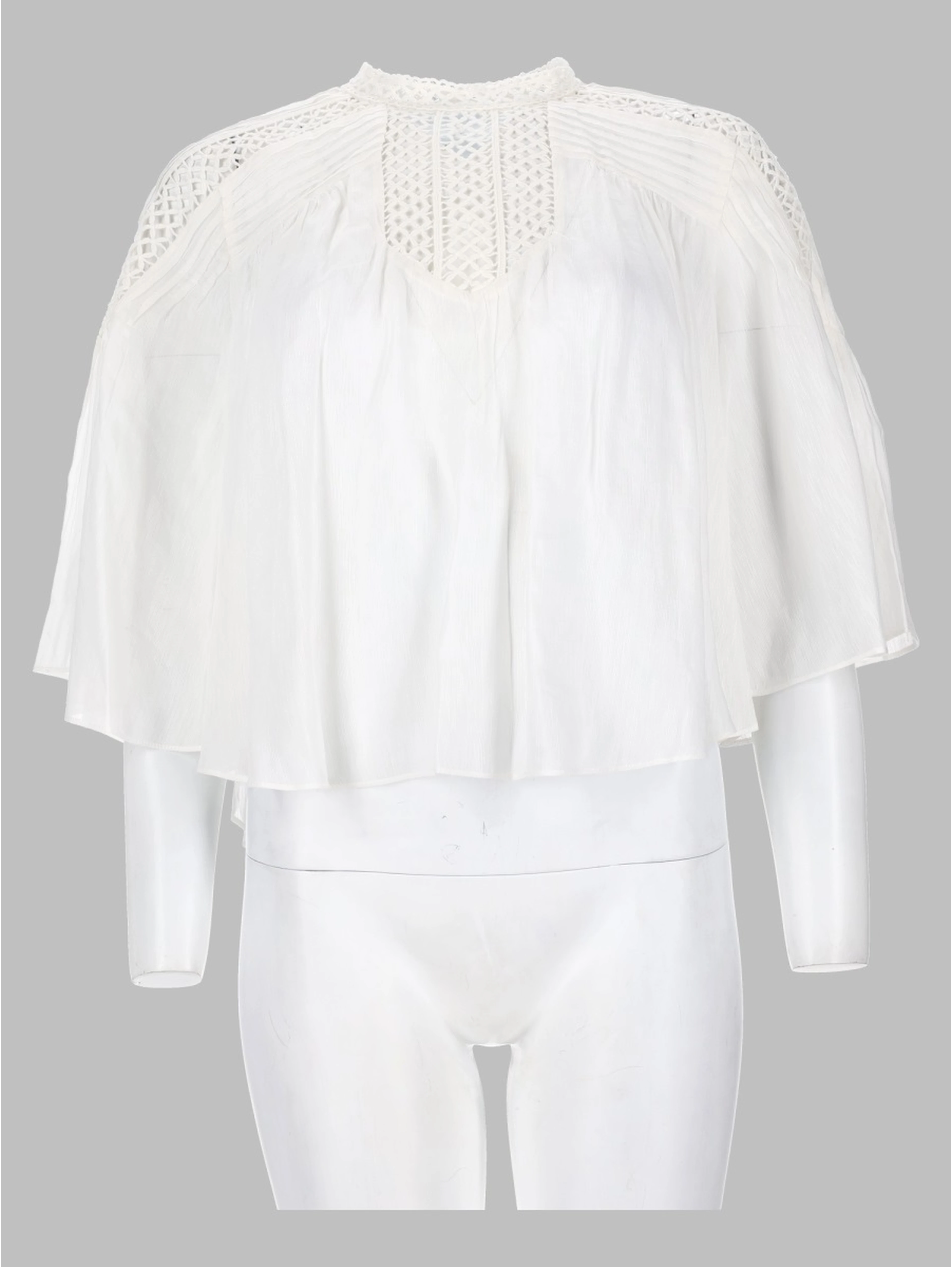 blusa "parina" plissettata in misto lino ricamato