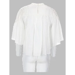 blusa "parina" plissettata in misto lino ricamato