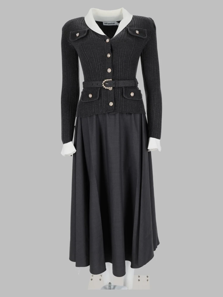 Abito Midi in Twill di Maglia