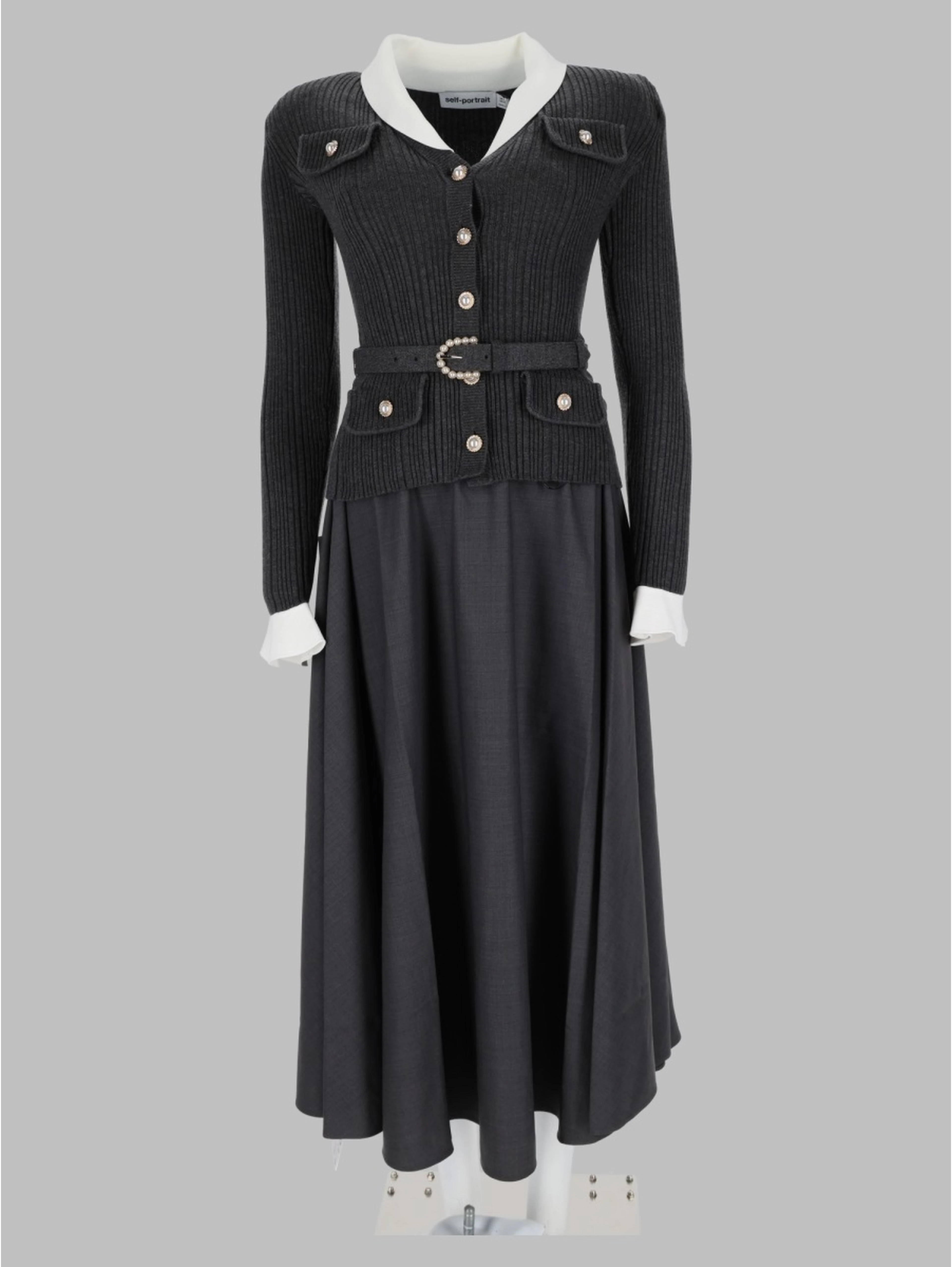 Abito Midi in Twill di Maglia