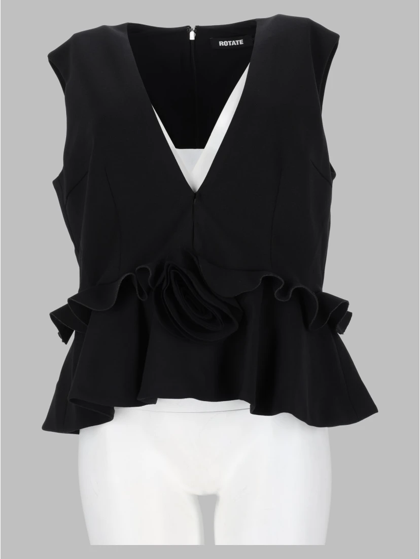 Top con Scollo a V e Applicazioni Floreali