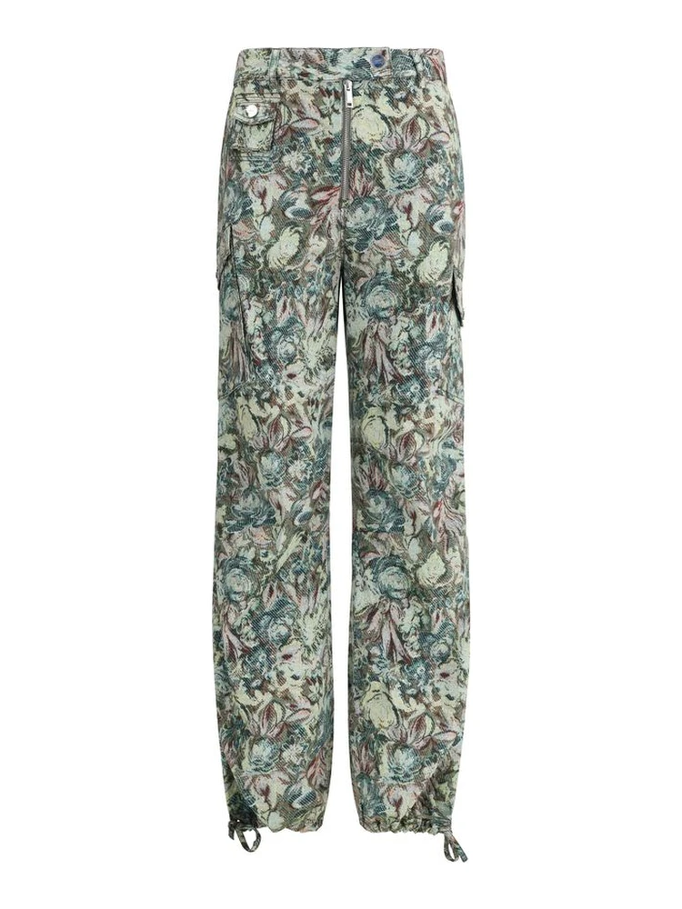 Multicolor Cotton Casual Pants