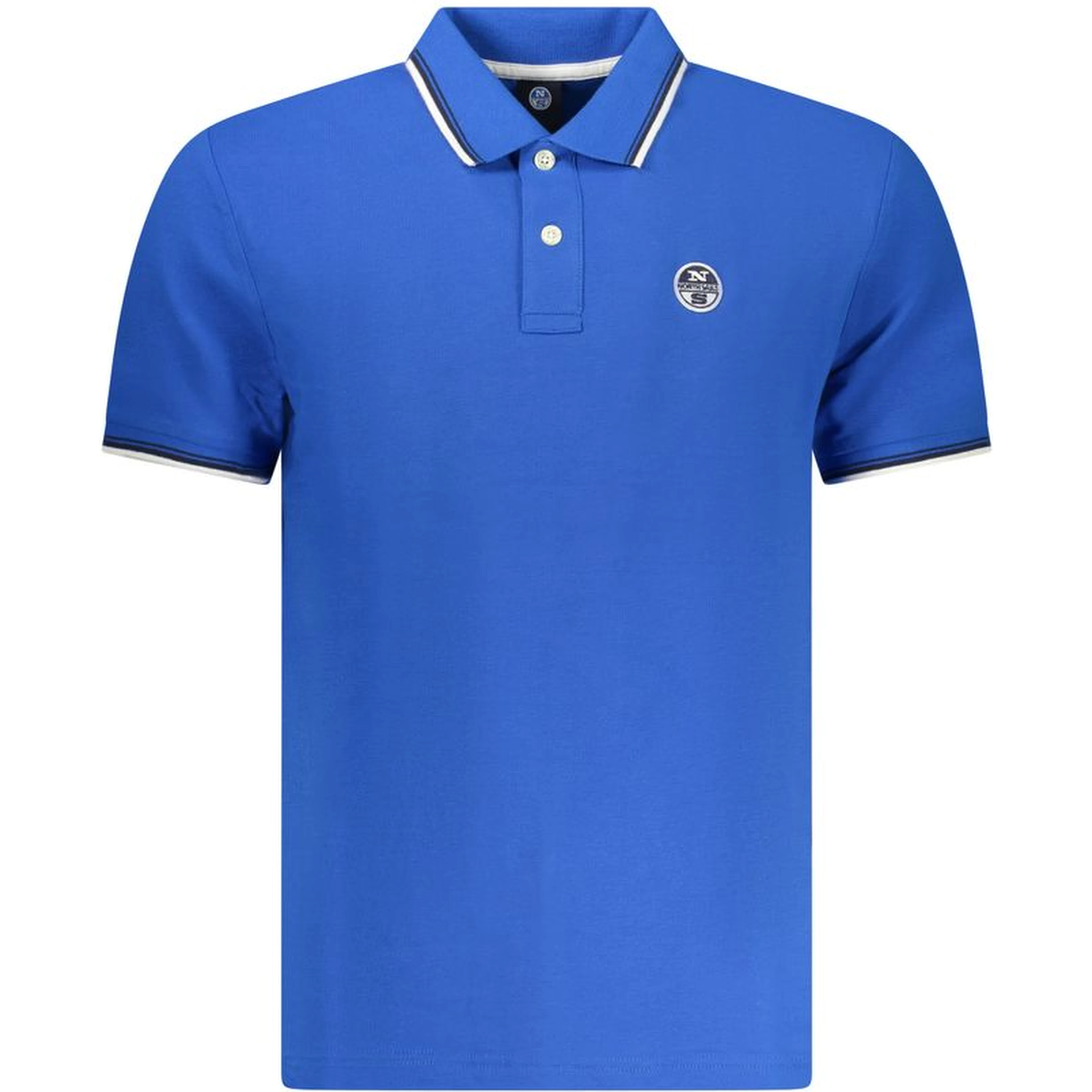 Blue Cotton Men Polo Shirt
