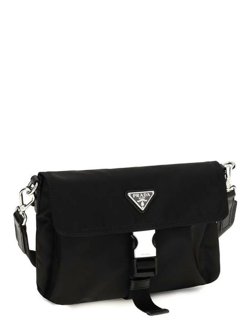 Black Recycled Polyamide Shoulder Bag