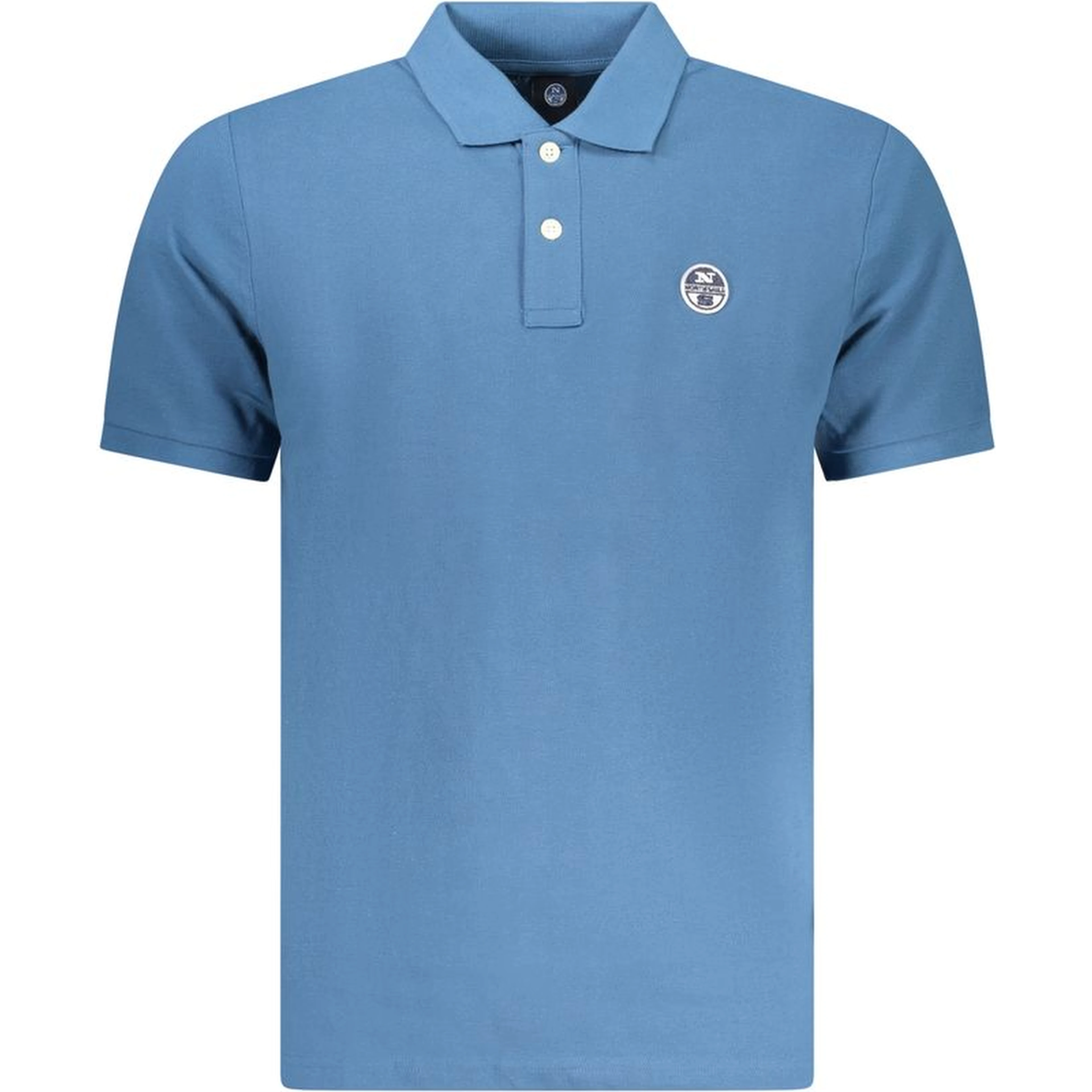 Blue Cotton Men Polo Shirt