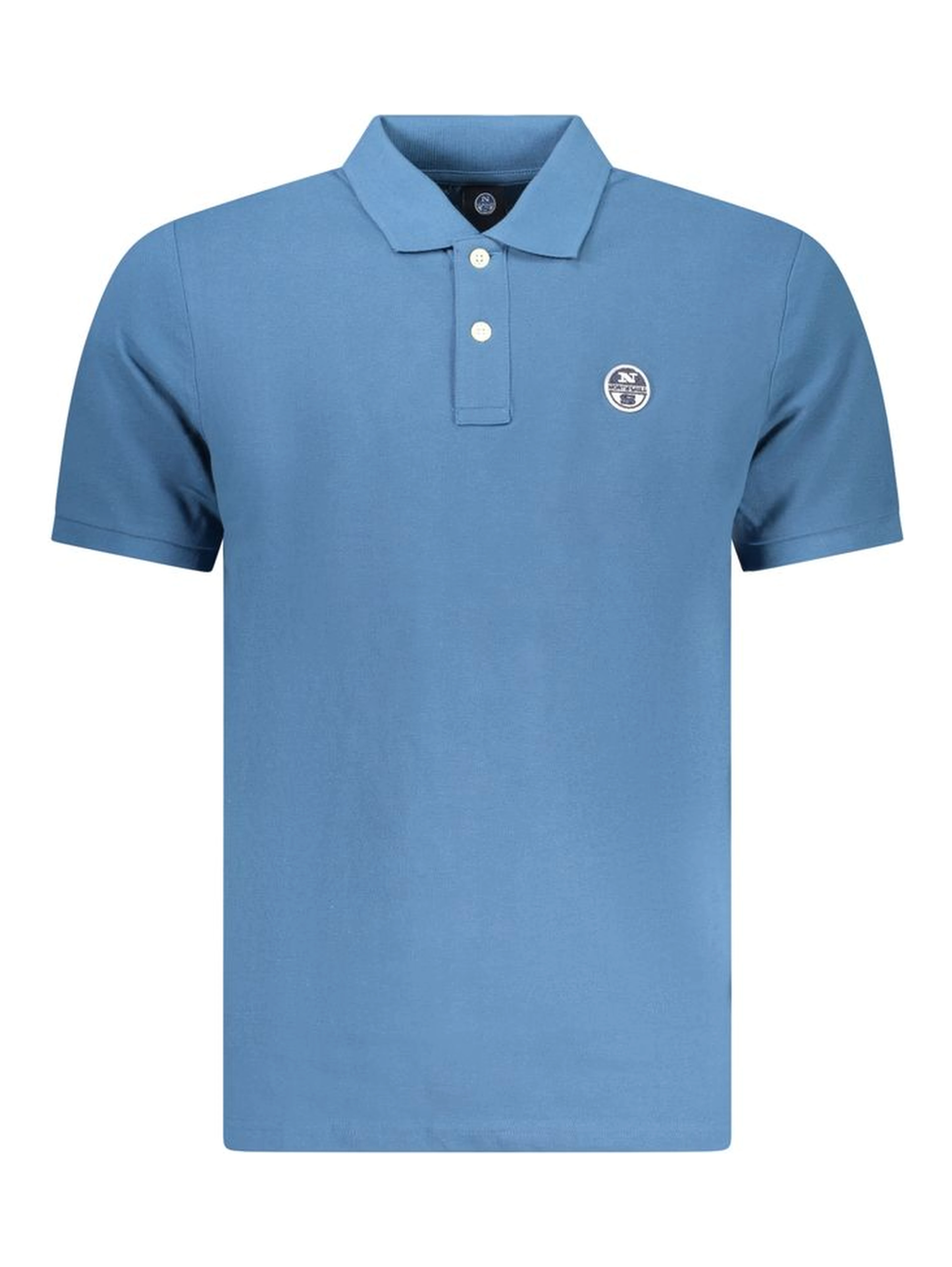 Blue Cotton Men Polo Shirt