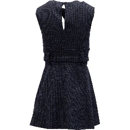 Navy Check Sleeveless Mini Dress