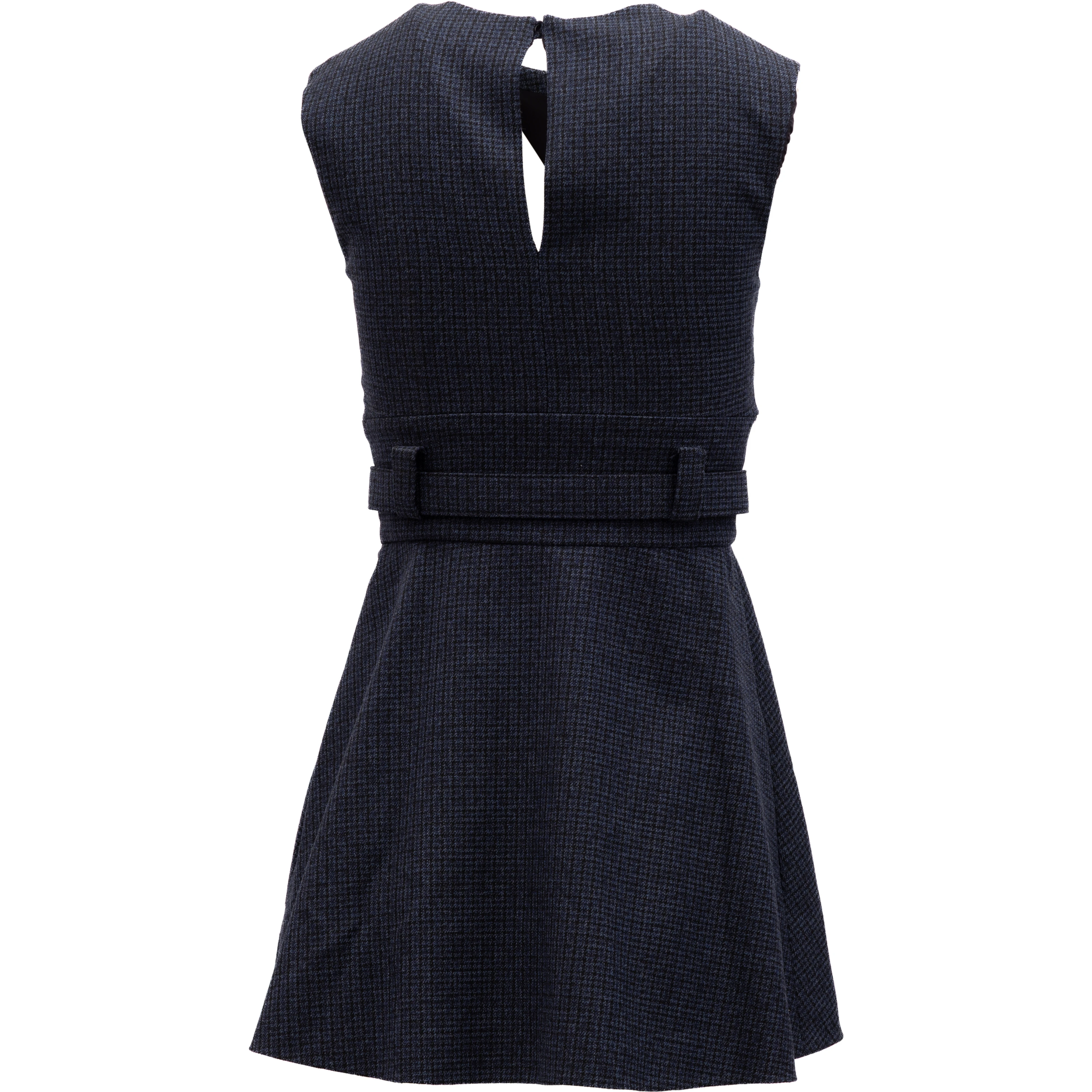Navy Check Sleeveless Mini Dress