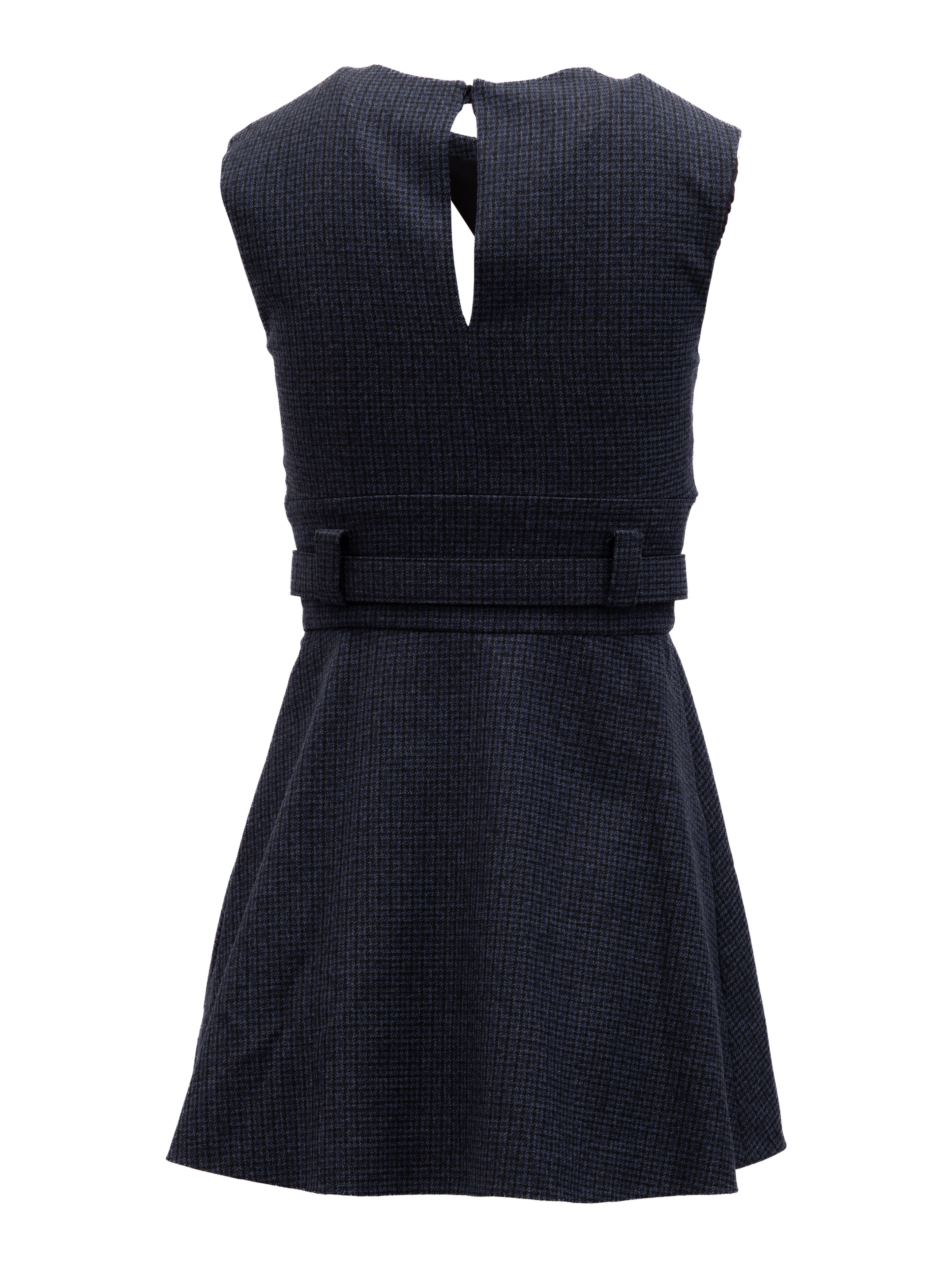 Navy Check Sleeveless Mini Dress