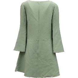 Sage Green V-Neck Dress with Bell Sleeves