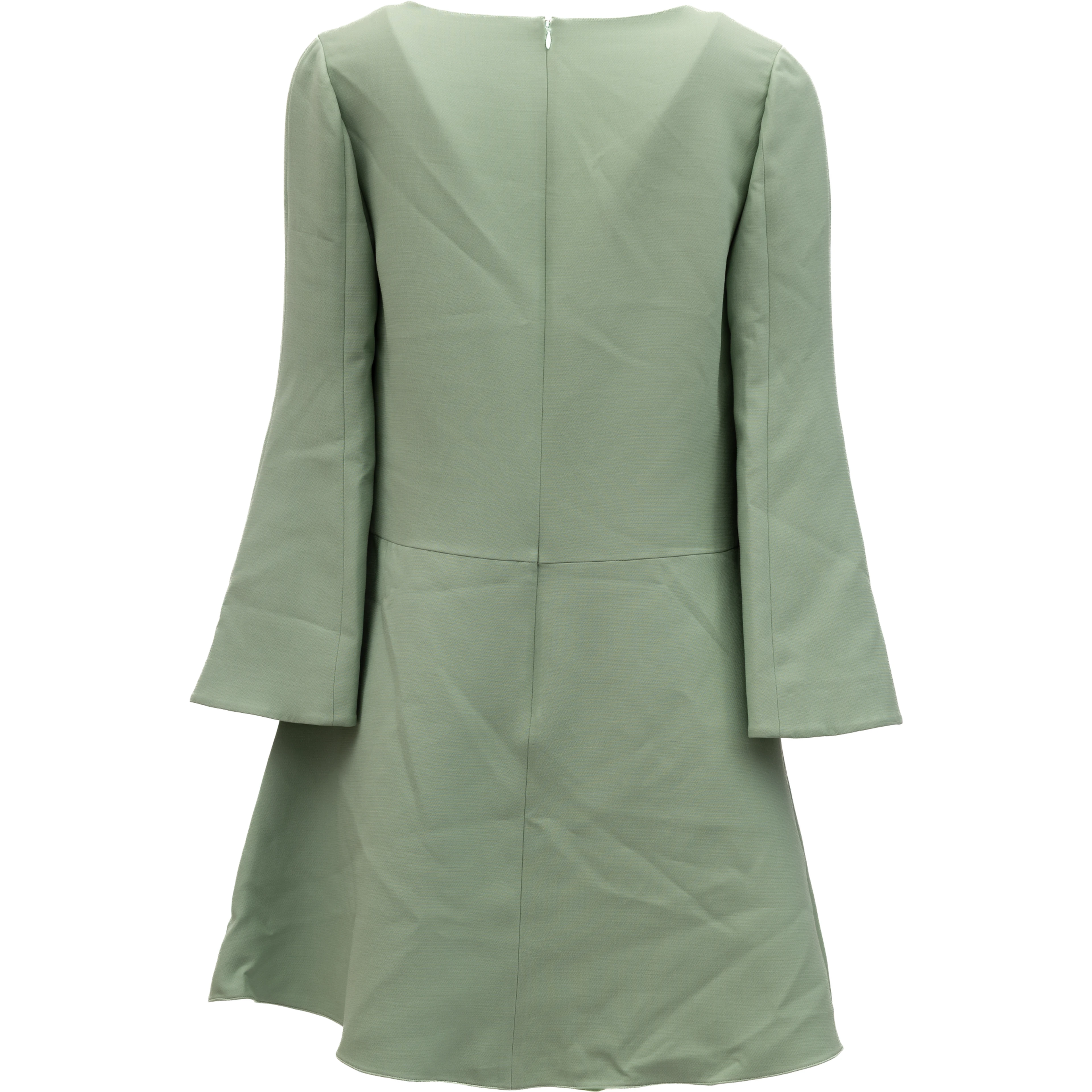 Sage Green V-Neck Dress with Bell Sleeves