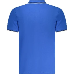 Blue Cotton Men Polo Shirt