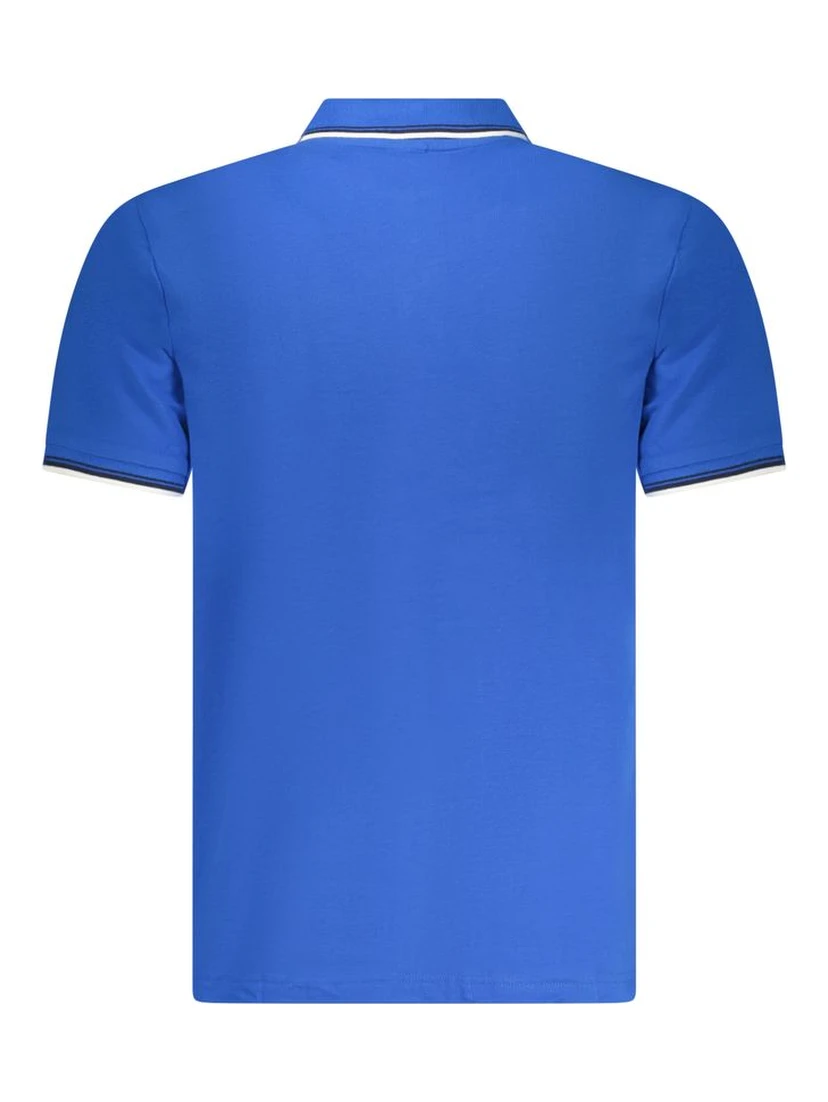 Blue Cotton Men Polo Shirt