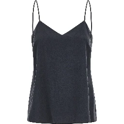 Gray Silk Sleeveles T-Shirt