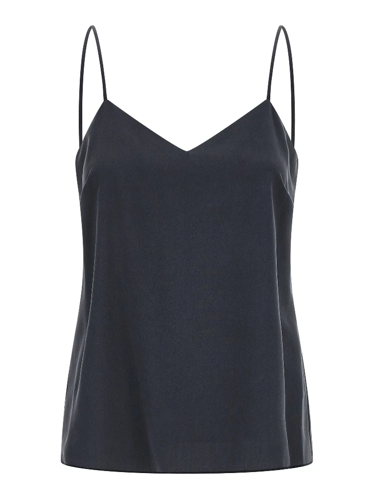Gray Silk Sleeveles T-Shirt
