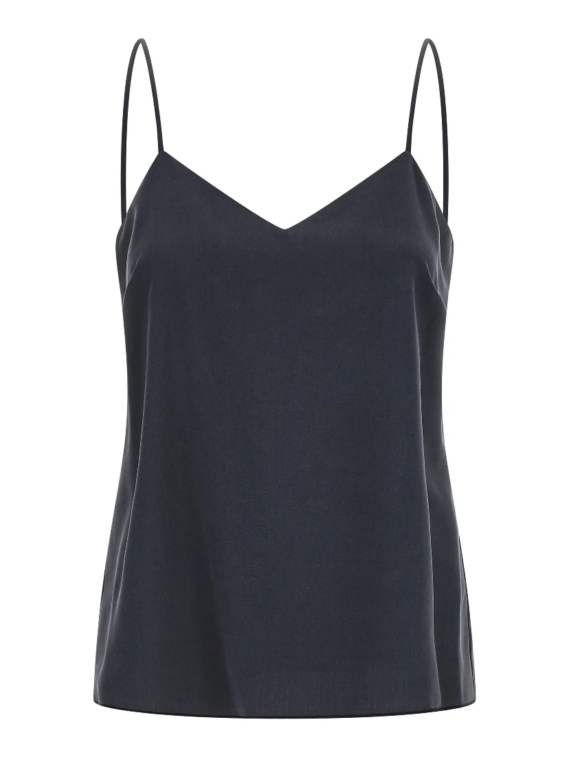 Gray Silk Sleeveles T-Shirt