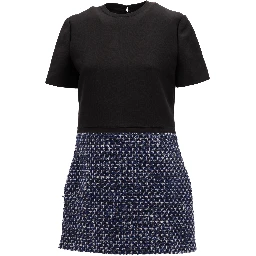 Black and Blue Tweed Mini Dress