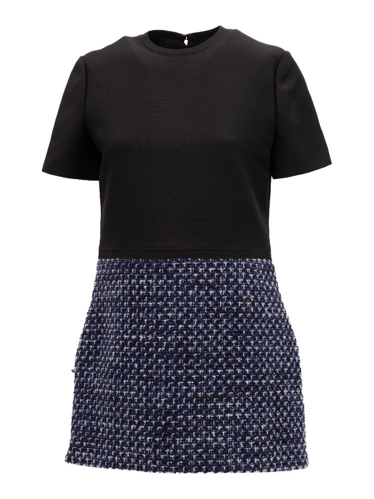 Black and Blue Tweed Mini Dress