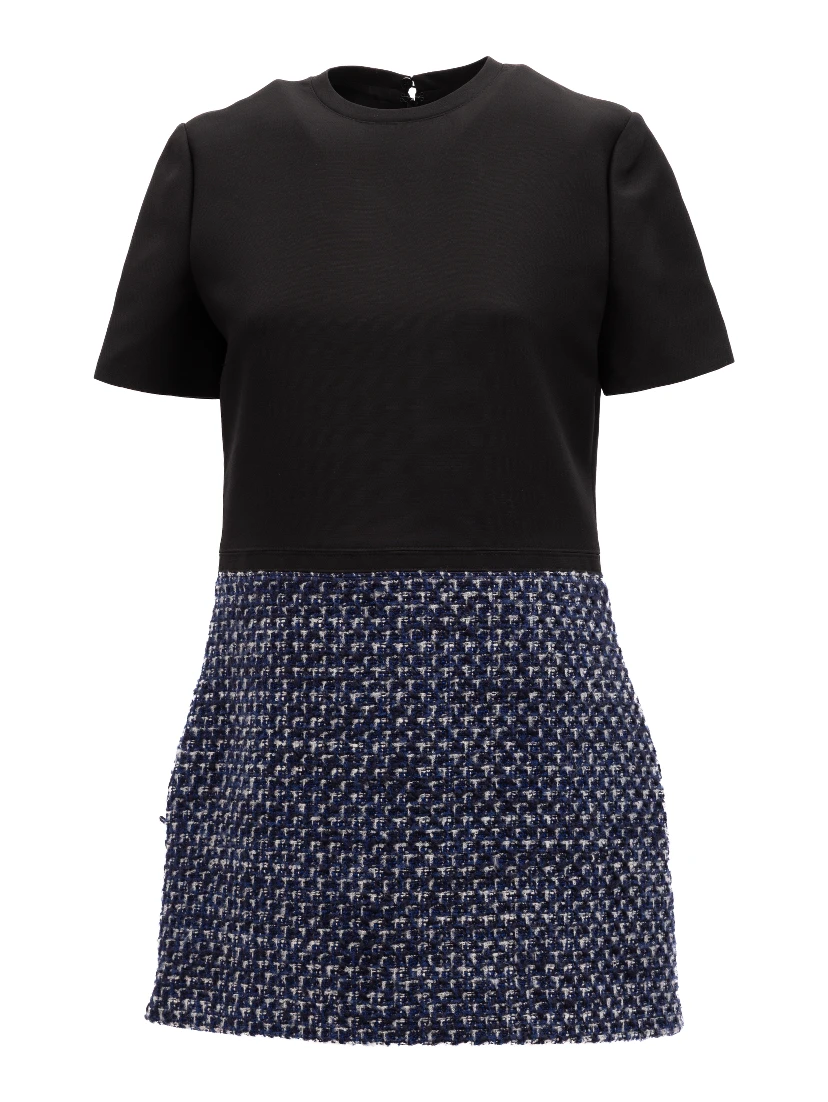 Black and Blue Tweed Mini Dress