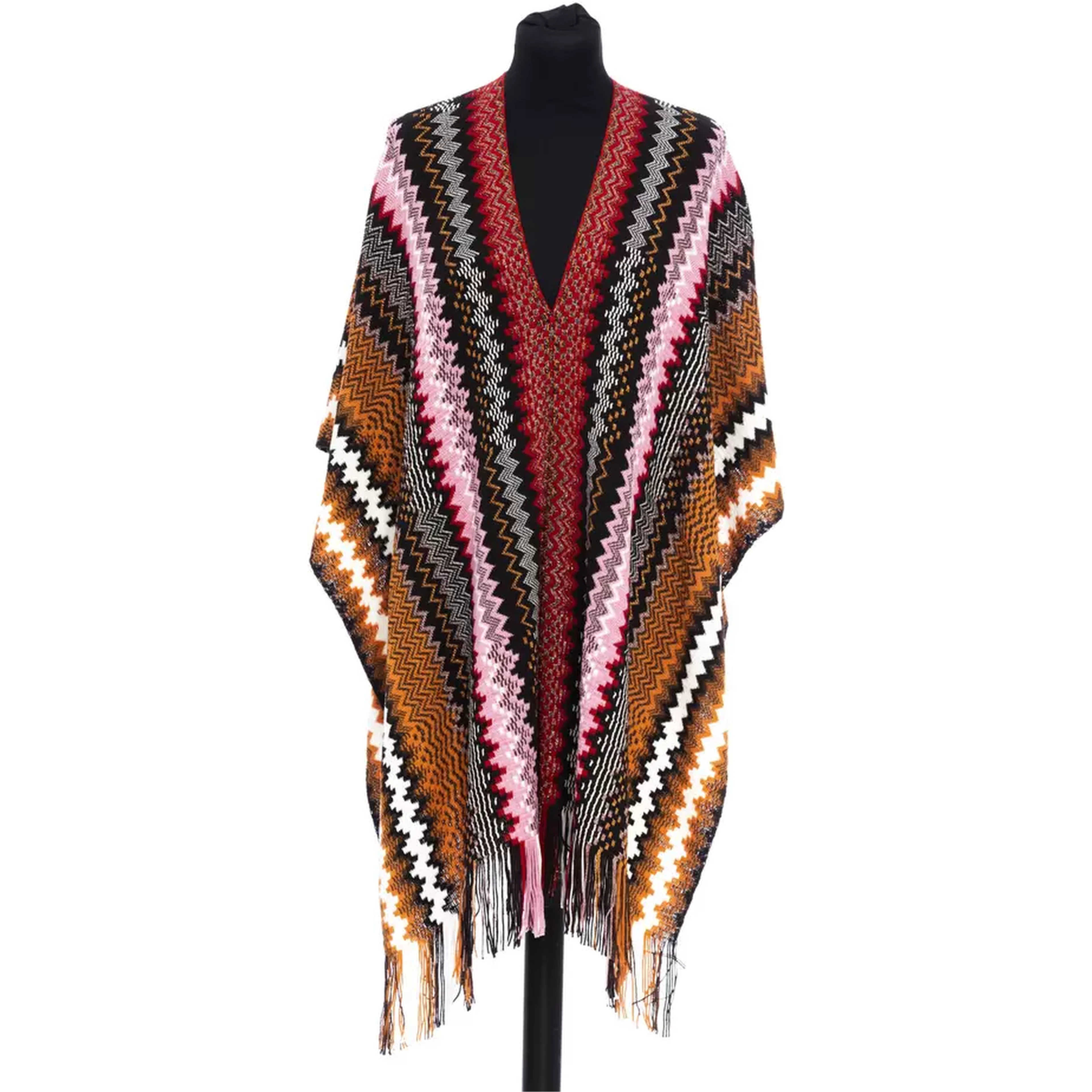 Multicolor Wool Women Poncho