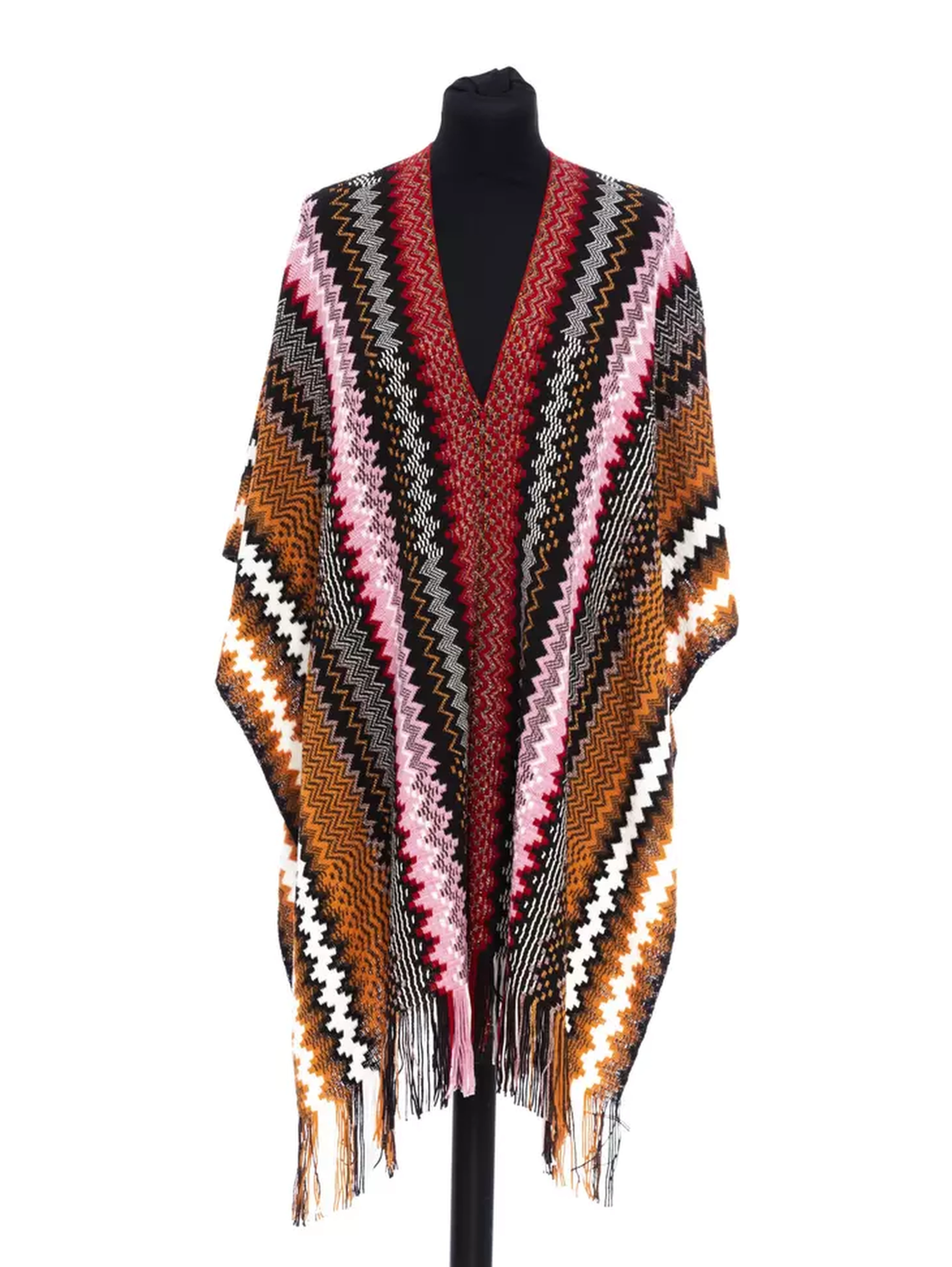 Multicolor Wool Women Poncho