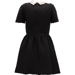 Black Mini Dress with Embellished Collar