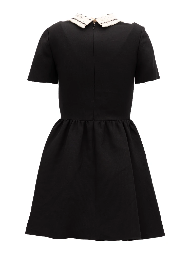 Black Mini Dress with Embellished Collar
