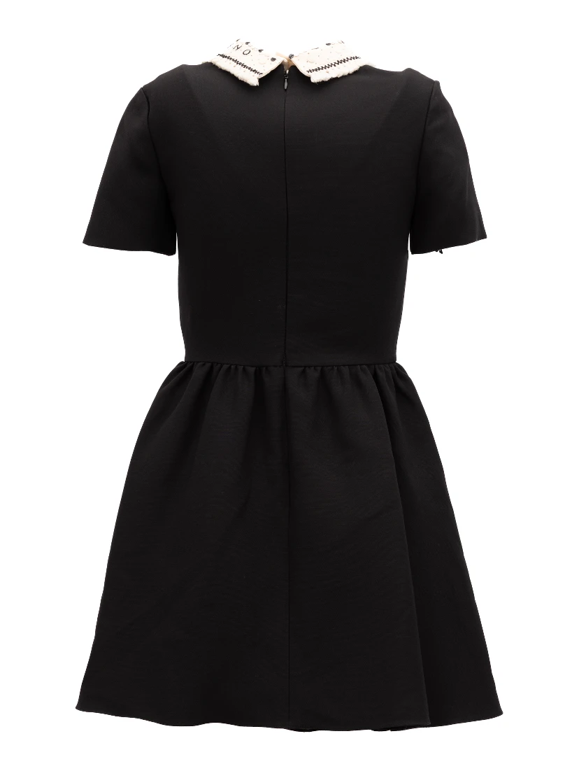 Black Mini Dress with Embellished Collar