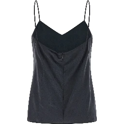 Gray Silk Sleeveles T-Shirt
