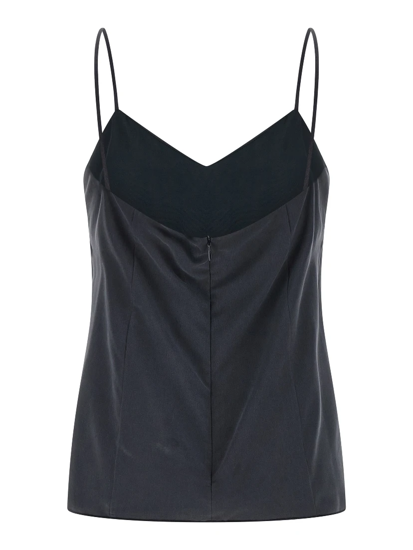 Gray Silk Sleeveles T-Shirt