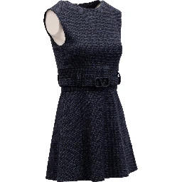 Navy Check Sleeveless Mini Dress