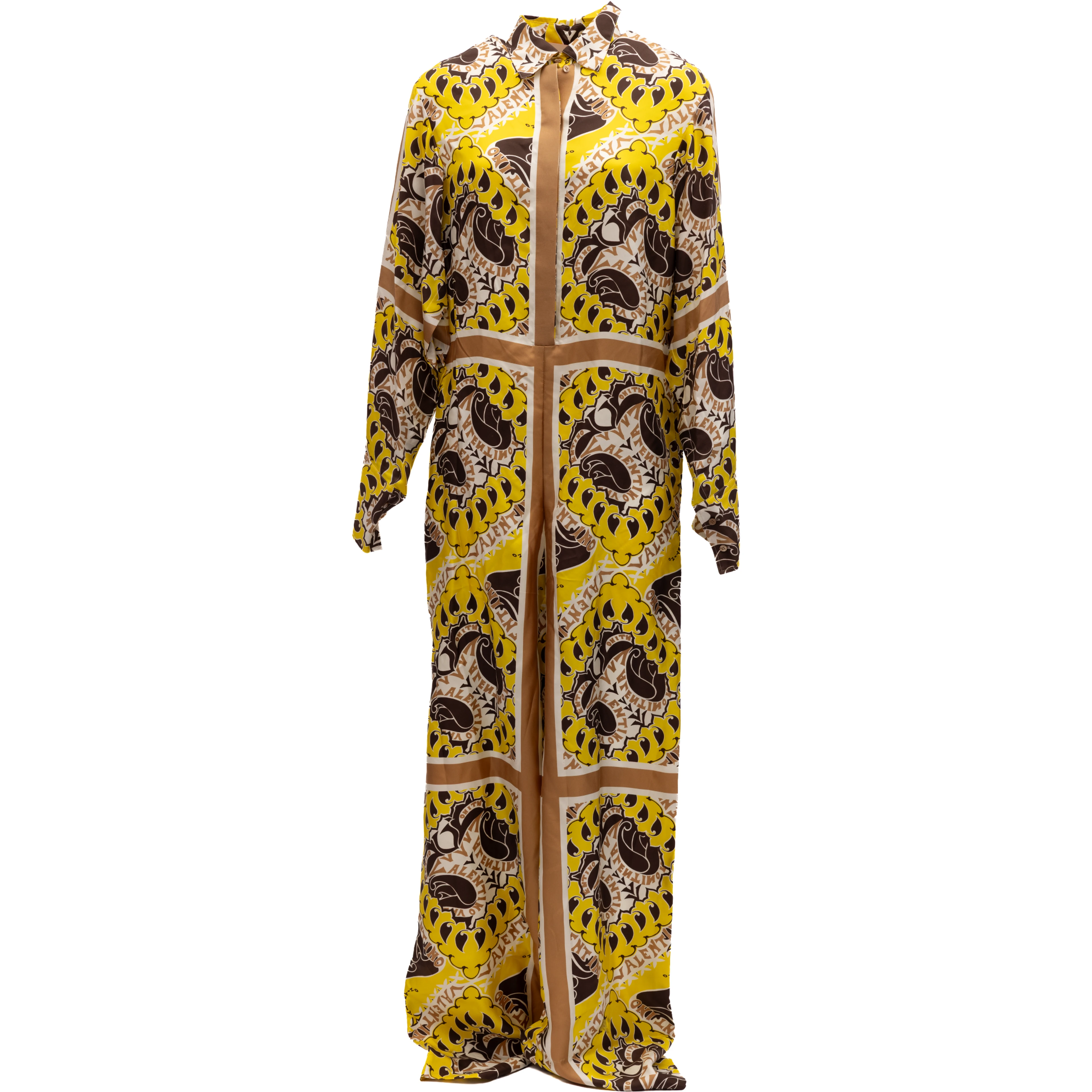 Yellow Paisley Print Wide-Leg Jumpsuit