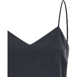 Gray Silk Sleeveles T-Shirt