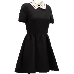 Black Mini Dress with Embellished Collar