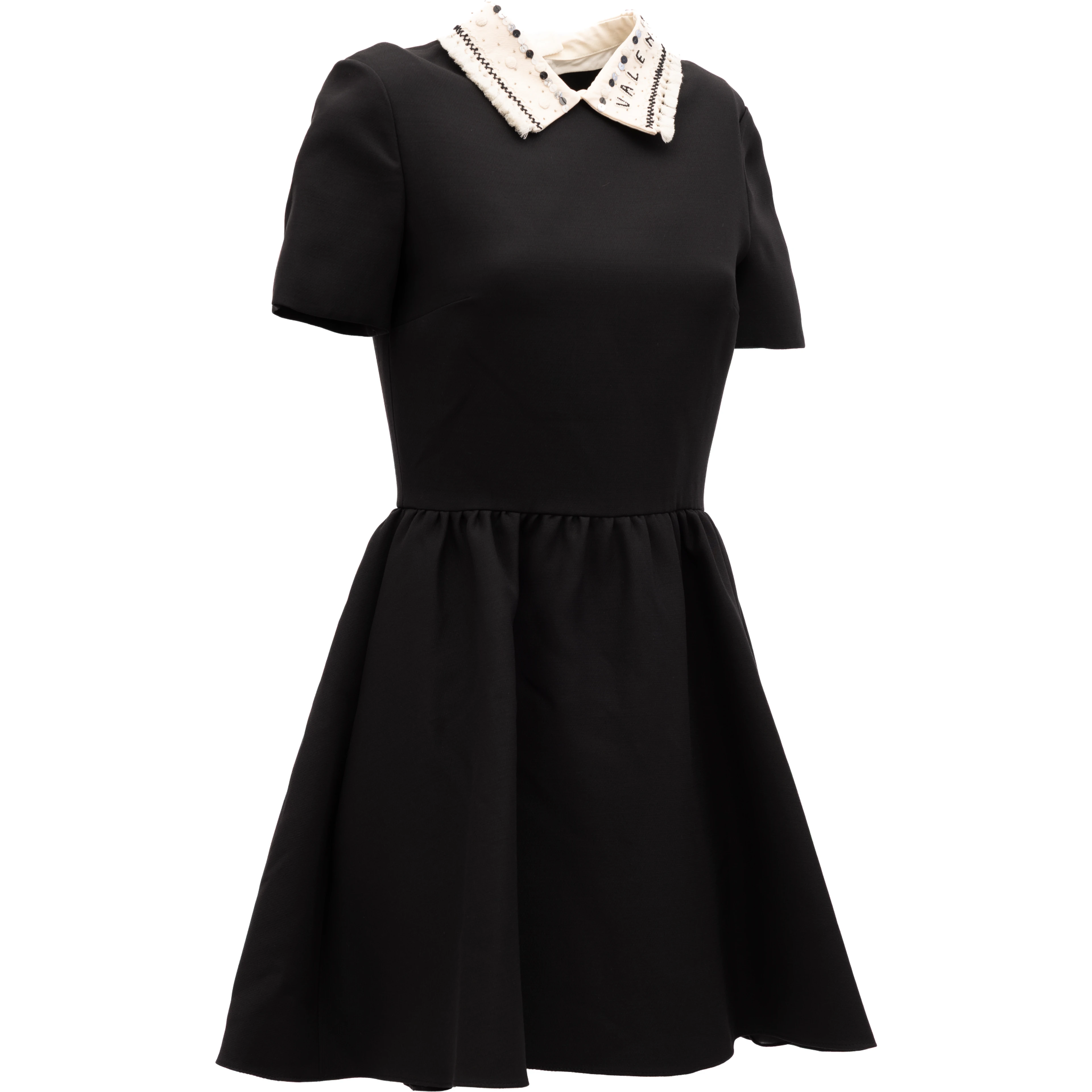 Black Mini Dress with Embellished Collar