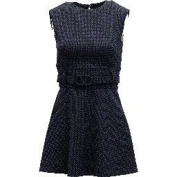Navy Check Sleeveless Mini Dress