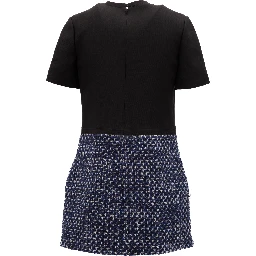Black and Blue Tweed Mini Dress