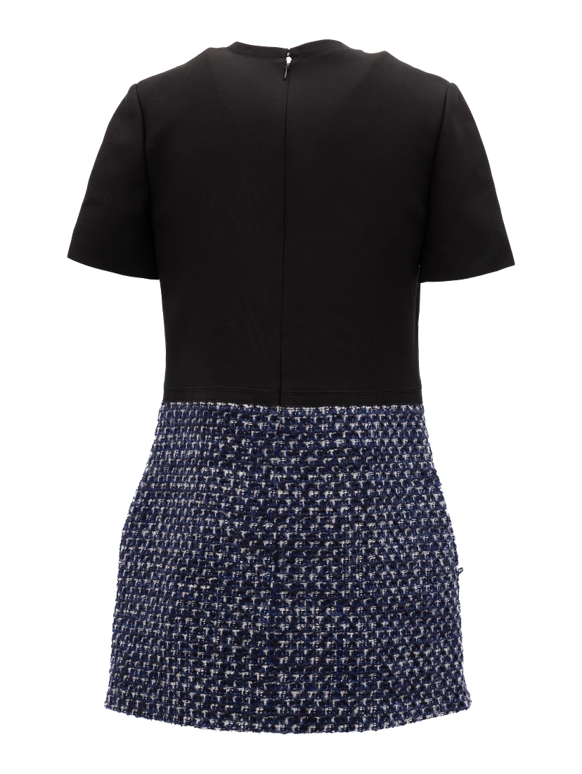 Black and Blue Tweed Mini Dress